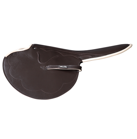 1kg Race Saddle Brown Goat Leather Beige Piping Brown Stitch Forward Cut