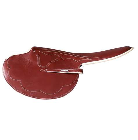 1kg Race Saddle Burgundy Goat Leather Beige Piping Forward Cut